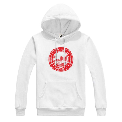 Red Branded White Hoodie