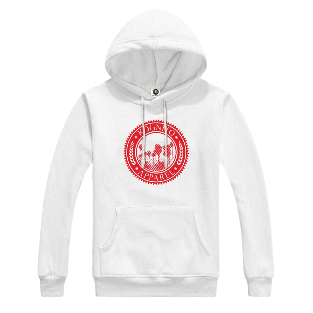 Red Branded White Hoodie